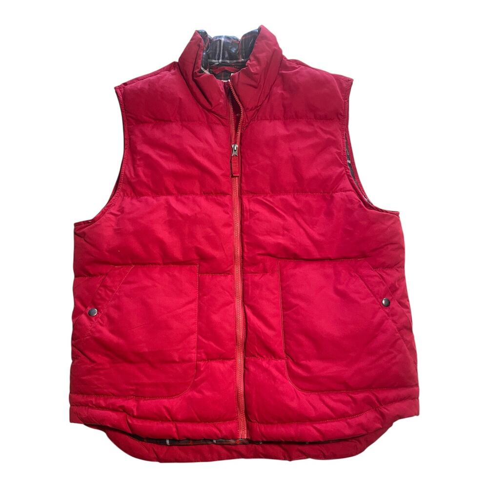 St John's Bay Men's Large Red Puffer Vest Full Zip Lined Pockets EUC